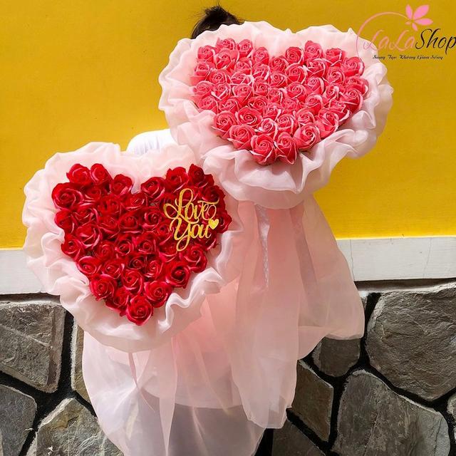 Bó hoa hồng sáp thơm trái tim 45 bông