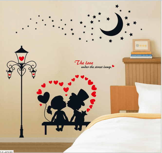 Decal dán tường Tình nhân ngắm trăng
