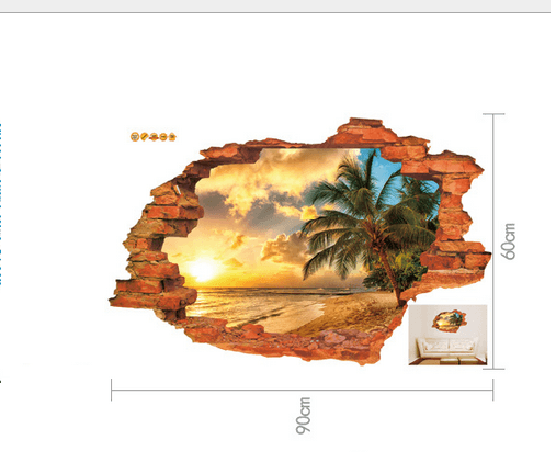 Decal dán tường Hiệu ứng 3D nắng chiều