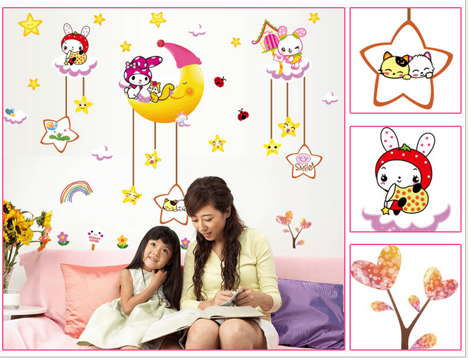 Decal dán tường thỏ ngọc yêu trăng
