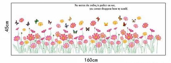 Decal dán chân tường hoa cúc hồng to