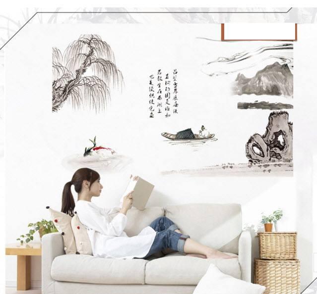 Decal dán tường tranh thủy mạc