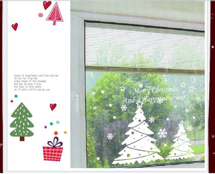 Decal Tĩnh Điện 2 Mặt Cây Thông Noel Dán Kính & Tường Trắng