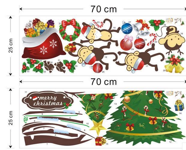Decal dán tường Gia đình khỉ vui Noel