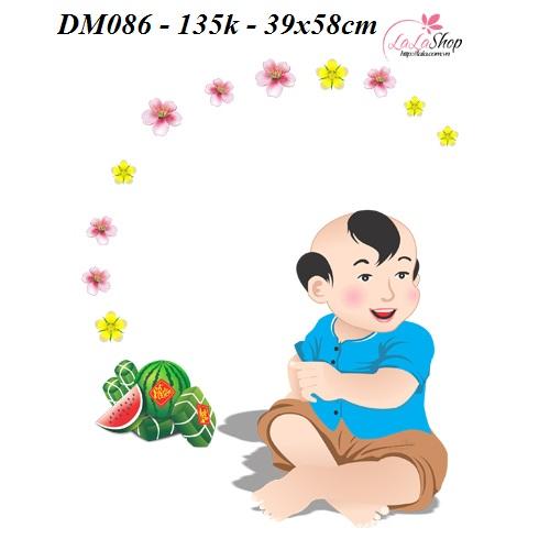 Decal Mỹ Em bé và bánh chưng xanh