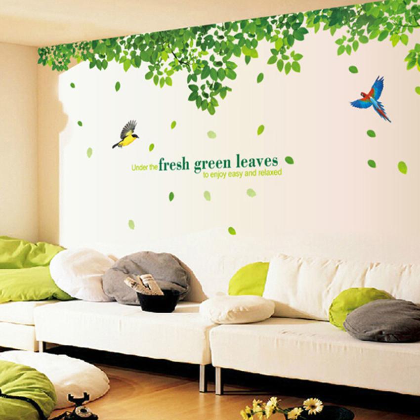 Decal dán tường giàn lá xanh bóng mát