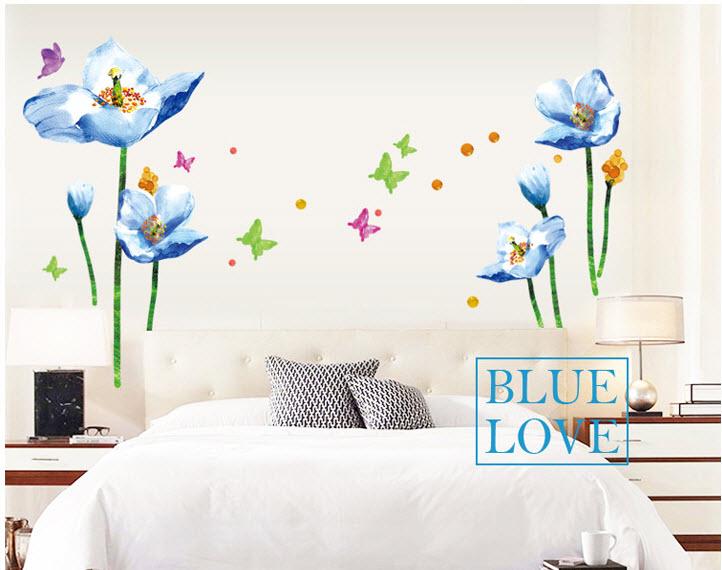 Decal hoa nghệ thuật xanh 