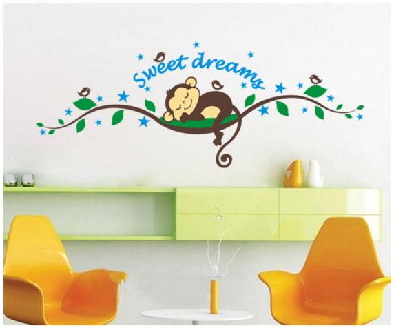 Decal Bé khỉ ngủ ngon hiệu Yoozoo