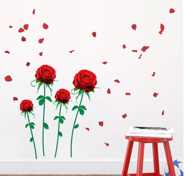 Decal hoa hồng nhung đỏ 2