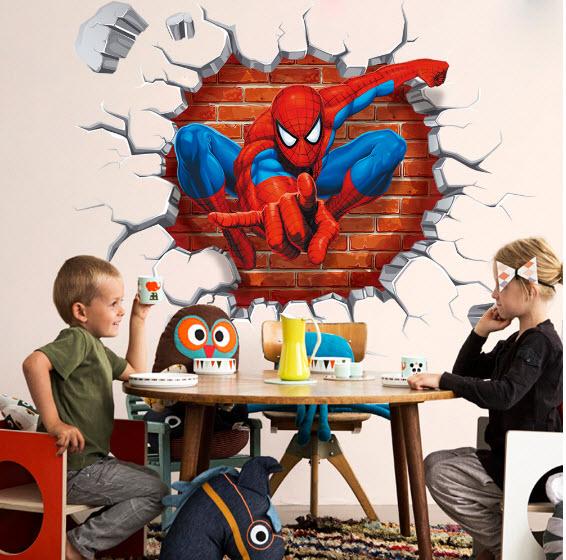 Decal 3D dán tường Người nhện