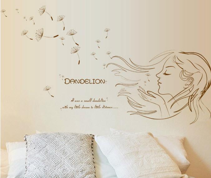 Decal dán tường cô gái bồ công anh 4