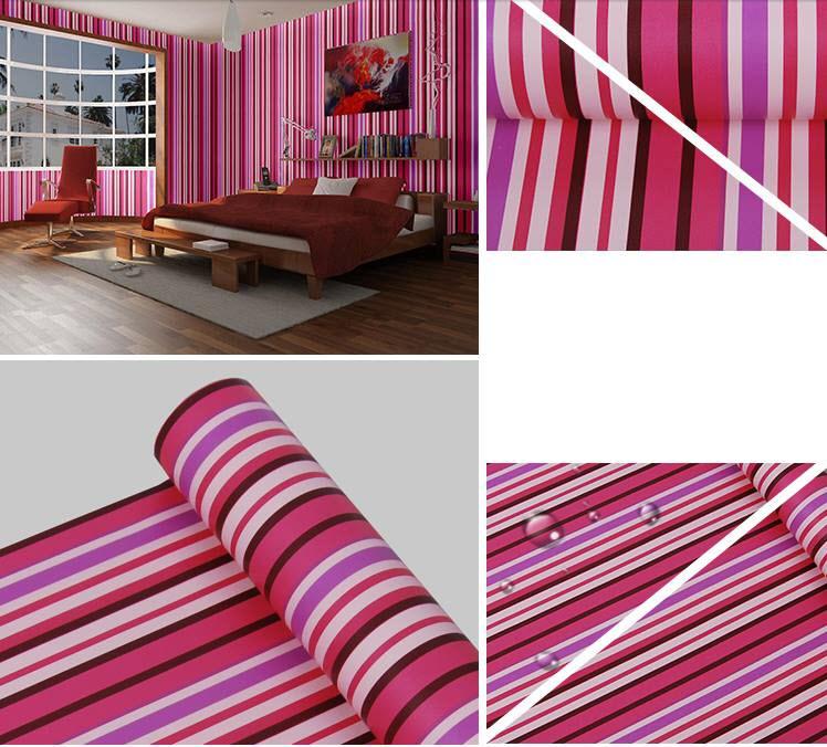 Giấy decal cuộn  sọc hồng đậm
