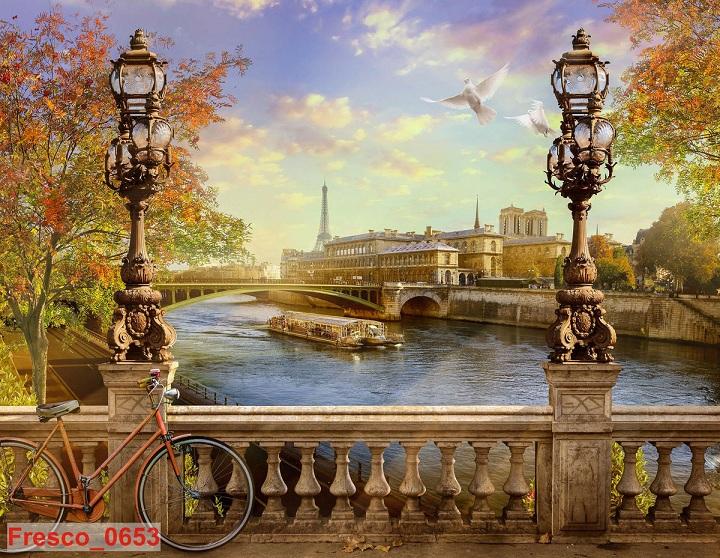 Tranh dán tường dòng sông nước Ý