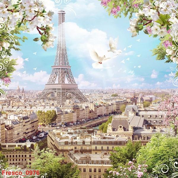 Tranh dán tường tháp Paris mộng mơ