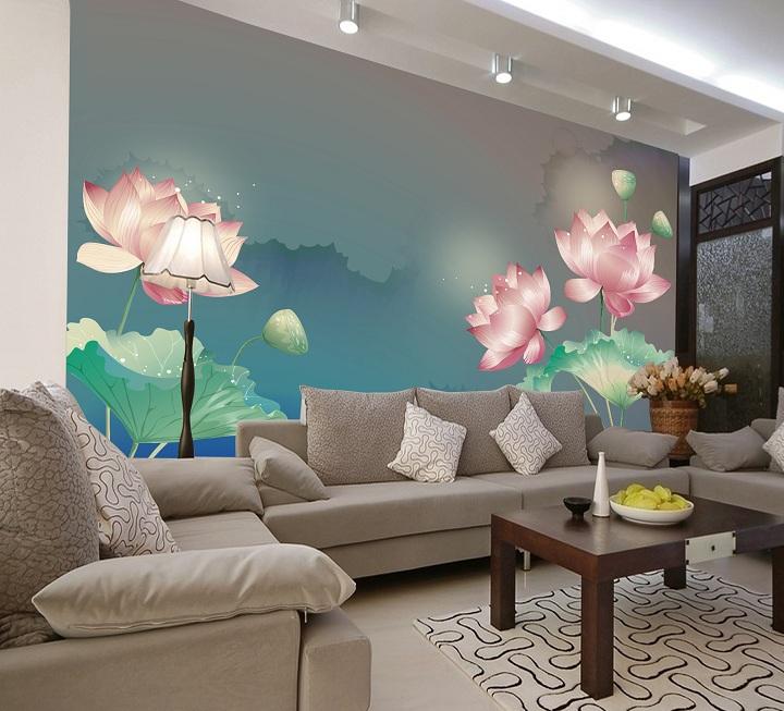 Tranh dán tường đầm sen