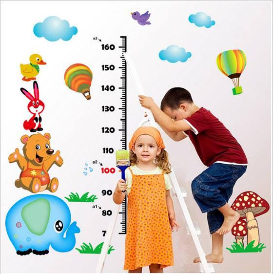 Decal dán tường thước đo voi xanh nhỏ 3