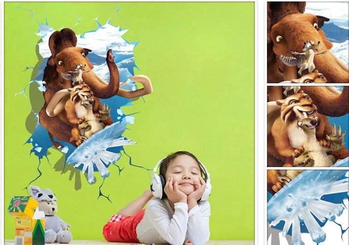 Decal dán tường 3D Kỷ băng hà