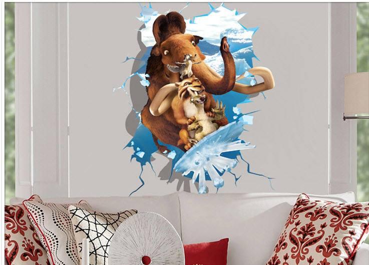 Decal dán tường 3D Kỷ băng hà