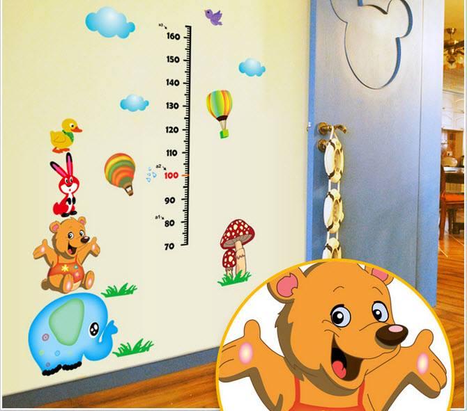 Decal dán tường thước đo voi xanh nhỏ 3