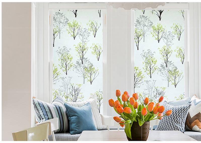 Decal Cuộn Kính Mờ Họa Tiết Cây Xanh