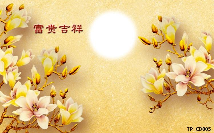 Tranh dán tường hoa mộc lan 3D nổi