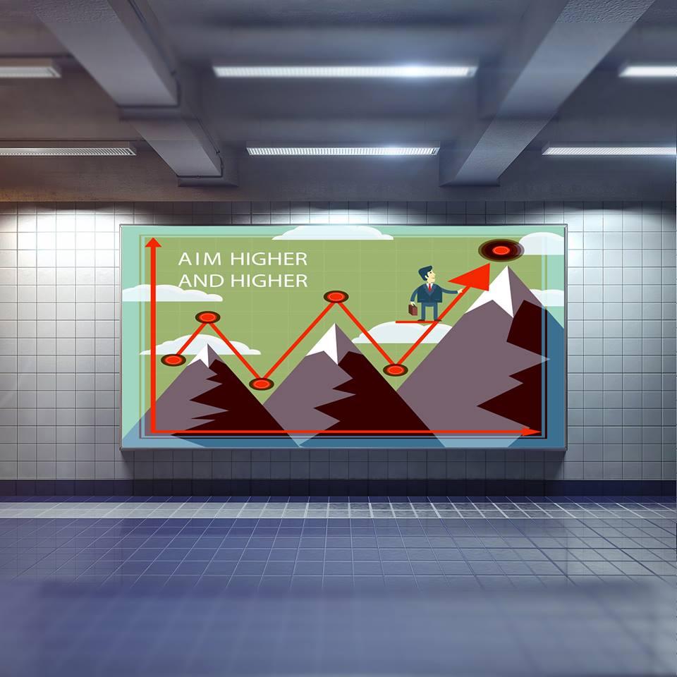 Decal văn phòng Aim higher and higher