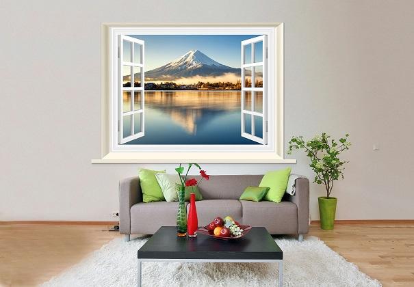 Tranh dán tường cửa sổ núi phú sĩ 5