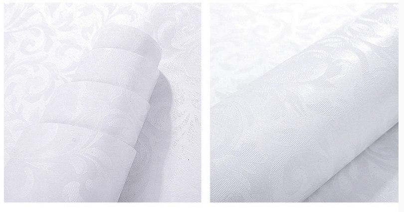 Giấy decal cuộn họa tiết lá cổ điển trắng