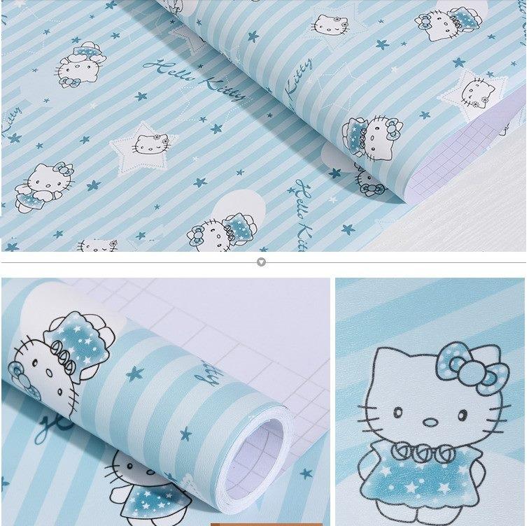 Giấy decal cuộn hello kitty xanh