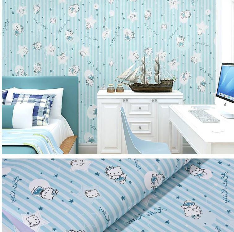 Giấy decal cuộn hello kitty xanh