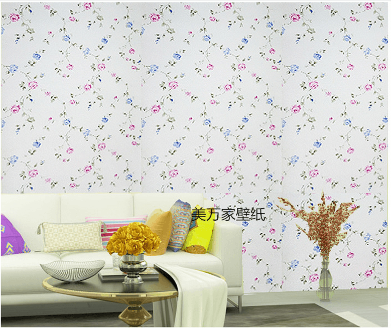 Giấy decal cuộn hoa hồng bi nền trắng