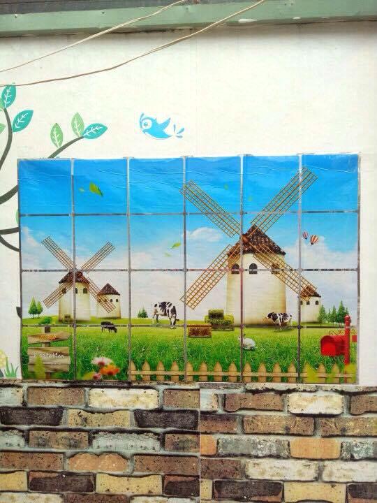 Dán bếp cánh đồng cối xay gió size 60x90cm