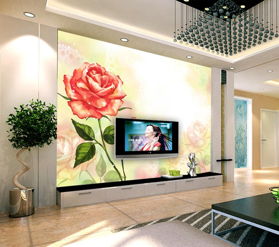 Tranh Dán Tường đóa hồng rực rỡ