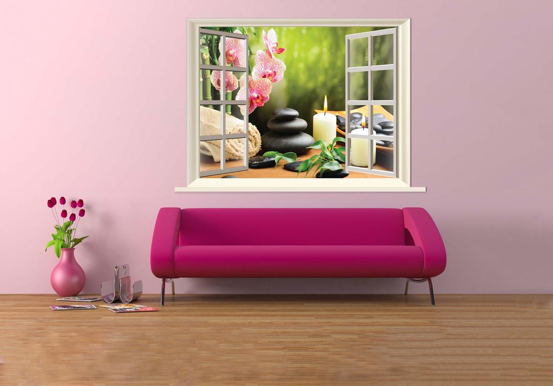 Tranh dán tường cửa sổ spa