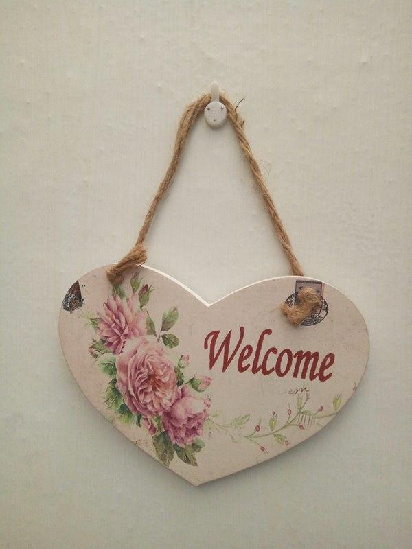 Bảng treo Welcome hoa hồng