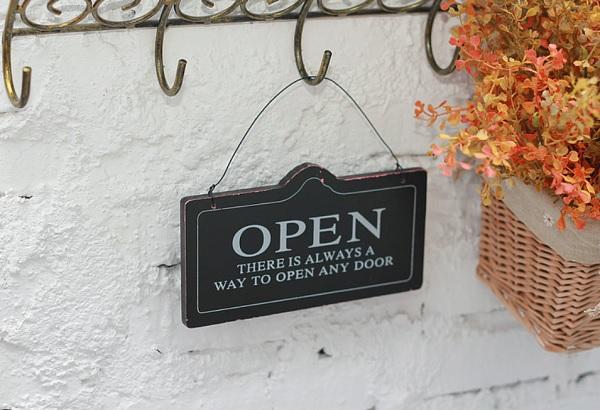 Bảng treo cửa 2 mặt open, close