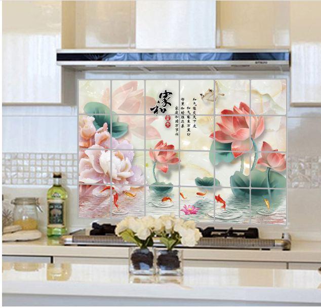 Dán bếp hoa sen size 60x90cm