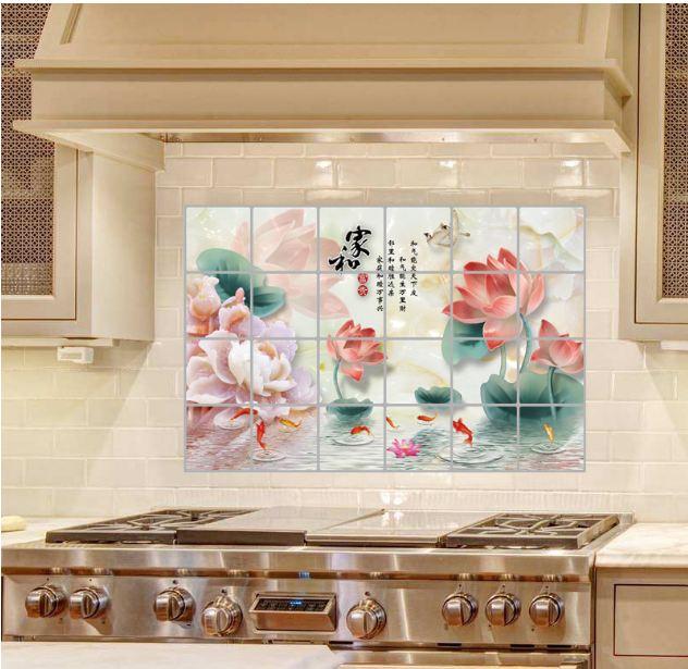 Dán bếp hoa sen size 60x90cm