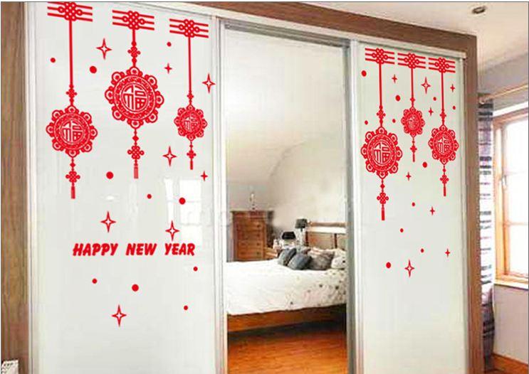 Decal tết happy new year và lộc treo may mắn 2