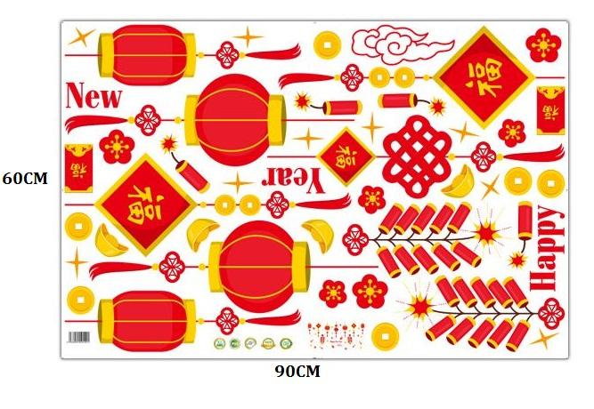Decal tết các lồng đèn đỏ 2