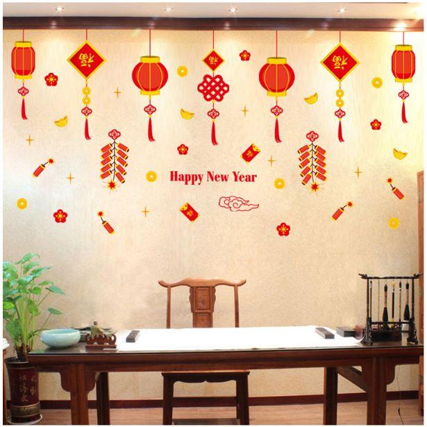Decal tết các lồng đèn đỏ 2