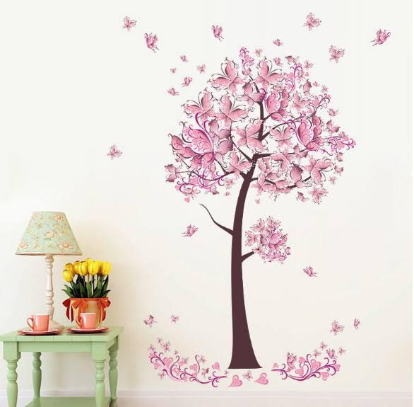 Decal cây hoa bướm