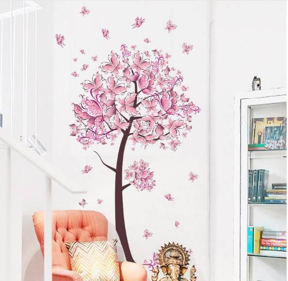 Decal cây hoa bướm