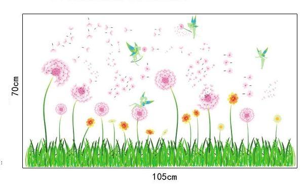 Decal dán chân tường bồ công anh hồng