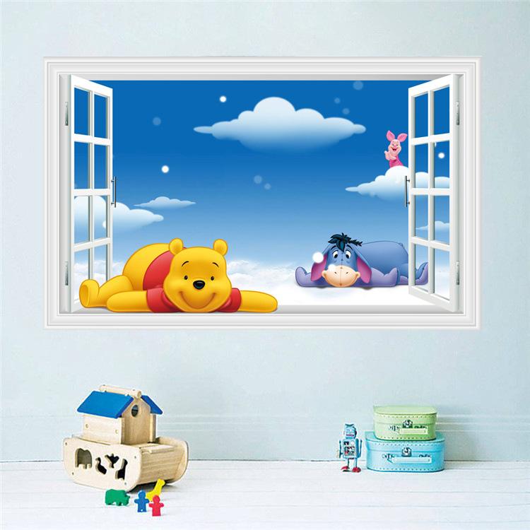 Decal dán tường cửa sổ gấu Pooh