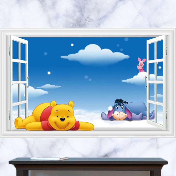 Decal dán tường cửa sổ gấu Pooh