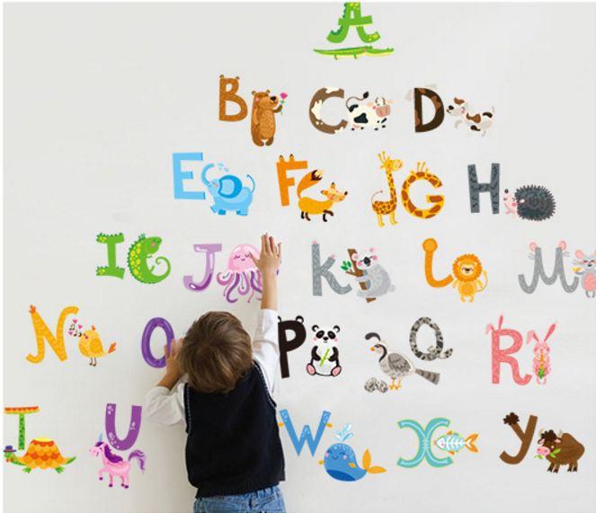 Decal dán tường bảng chữ cái hình thú 2