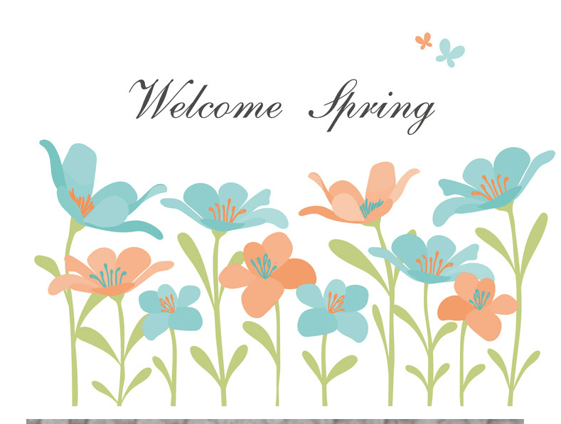 Decal dán kính welcome spring