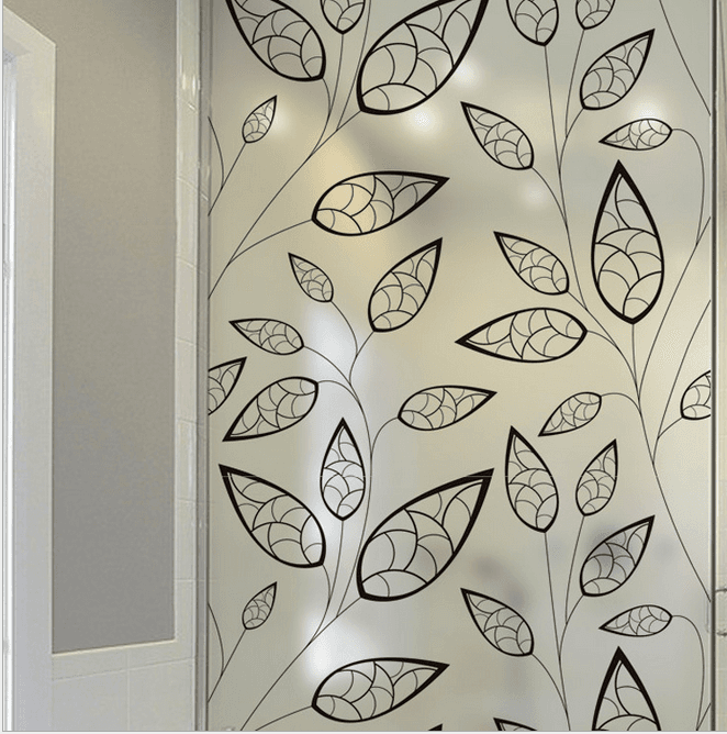 Decal dán kính lá viền đen 2