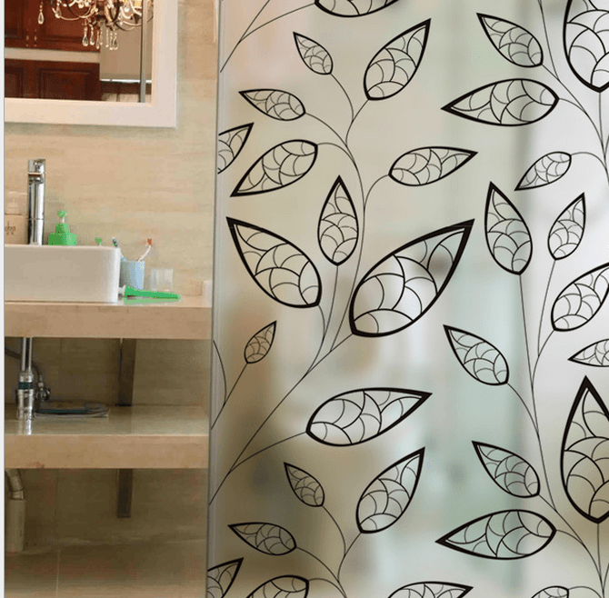 Decal dán kính lá viền đen 2